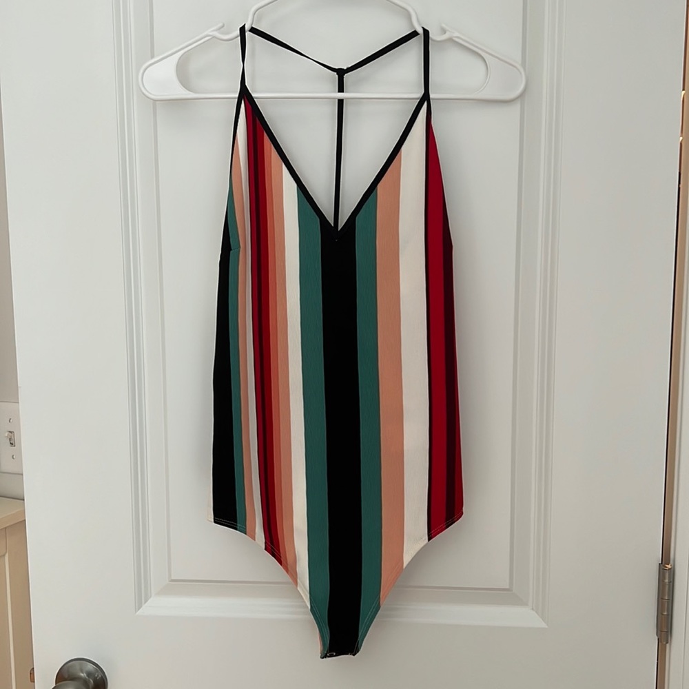 NWT Express multi colored striped bodysuit.